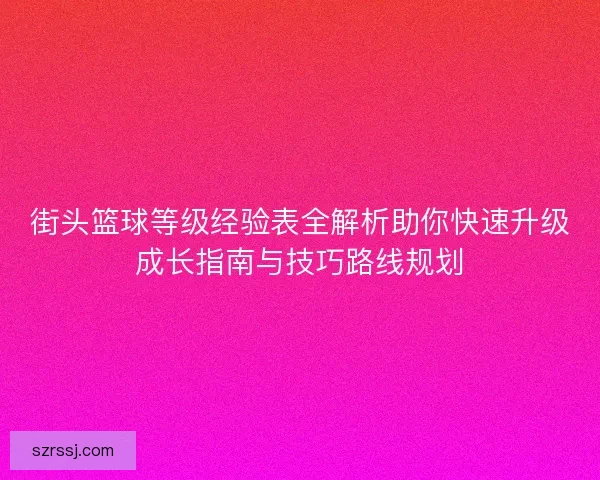 街头篮球等级经验表全解析助你快速升级成长指南与技巧路线规划